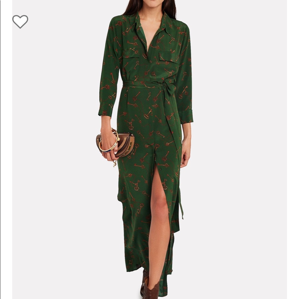 NWT L’agence Cameron silk long shirt dress S